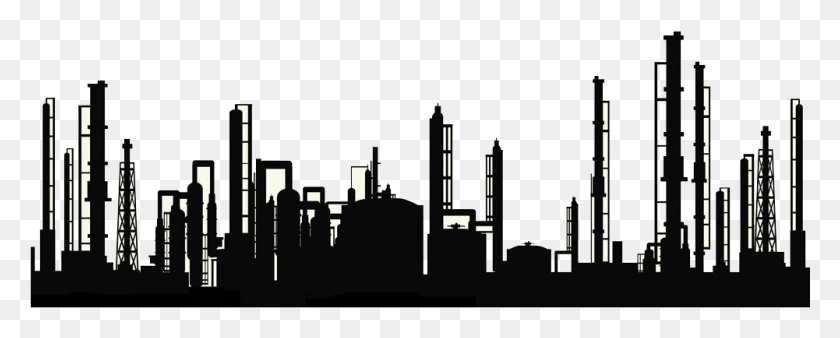 1001x357 Oil Refinery Pipe Factory Silhouette, Lighting, Building, Metropolis HD PNG Download