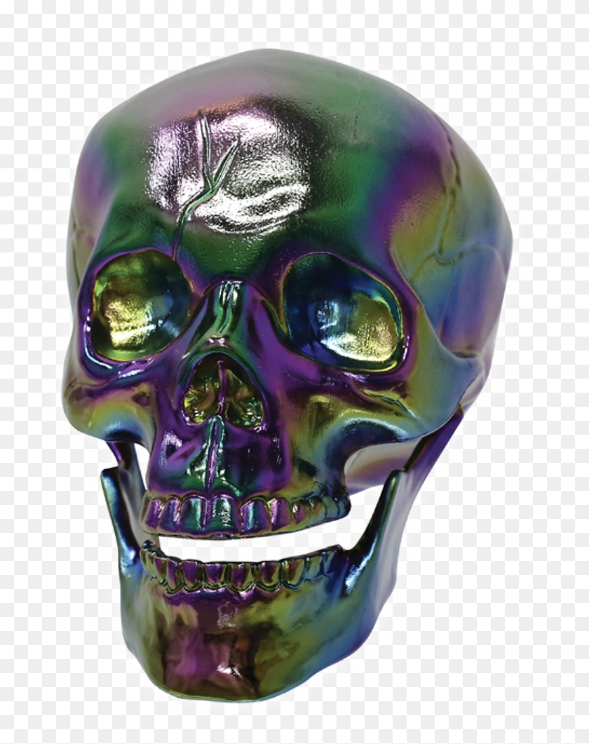 724x1001 Oil Slick Skull Skeleton Head Decoration Skull Desert Skull, Clothing, Apparel, Helmet Descargar Hd Png