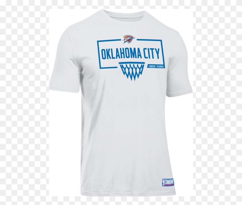 501x652 Oklahoma City Thunder Under Armour White Basket Tee Nba Training Shirt, Clothing, Apparel, T-shirt HD PNG Download
