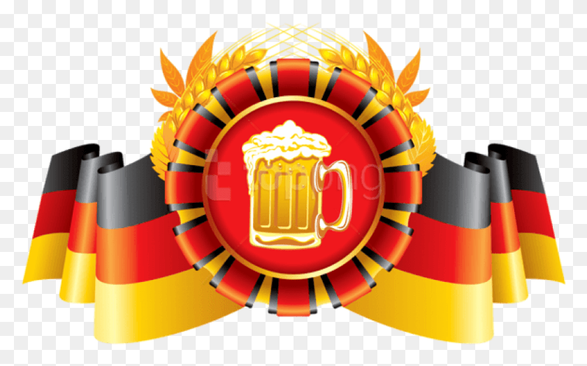 822x488 Oktoberfest Decor German Flag With Wheat And Oktoberfest Bier Oktoberfest Paulaner, Symbol, Logo, Trademark HD PNG Download
