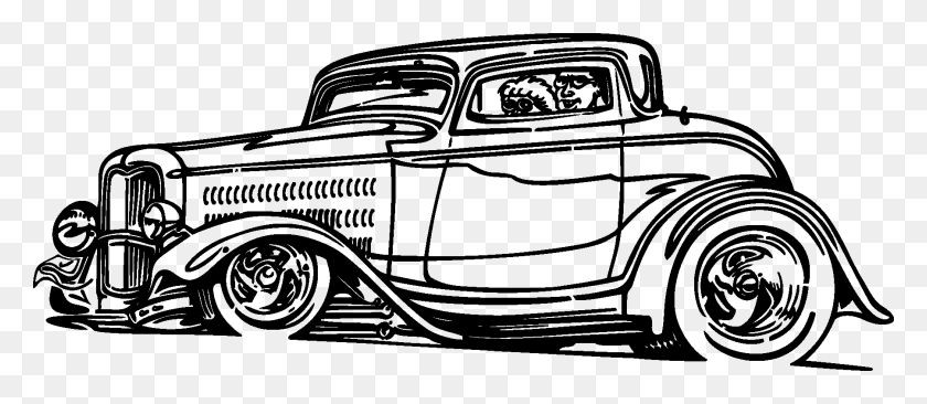 1802x707 Old Classic Cars Silhouette Classic Car Drawing, Antique Car, Car, Vehicle HD PNG Download