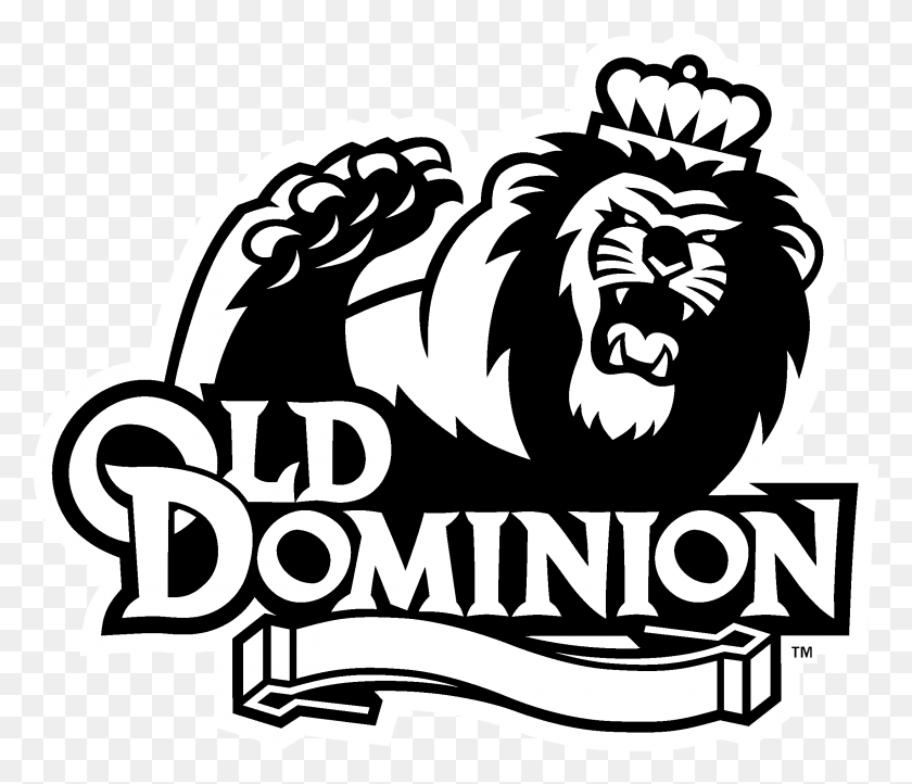 2191x1861 Old Dominion Monarchs Logo Black And White Old Dominion Football Logo, Stencil, Text, Alphabet HD PNG Download
