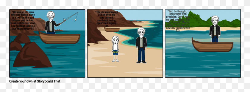 1145x367 Old Man And The Sea Cartoon, Person, Human, Toy HD PNG Download