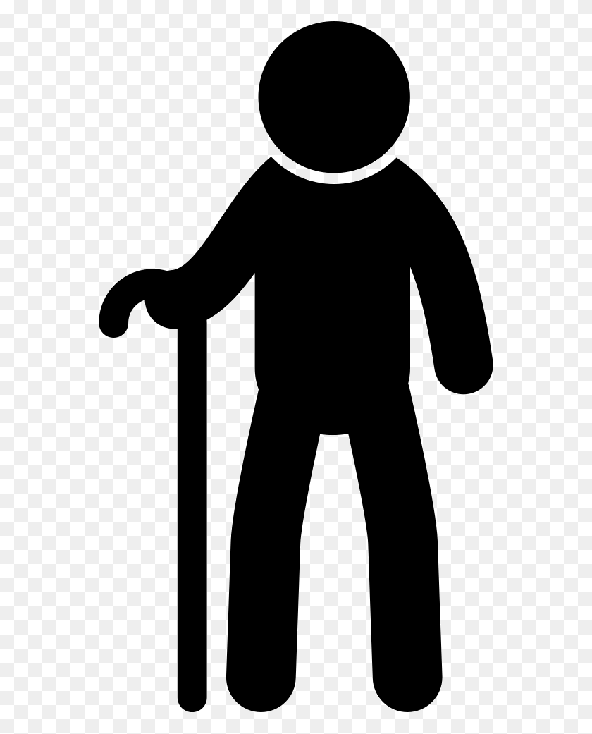 560x981 Old Man From Frontal View With A Cane Comments Icon, Stencil, Person HD PNG Download