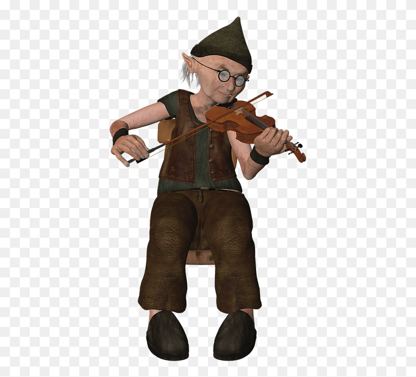 403x701 Old Man Violinist Violin Tube Toon Sitting Cartoon, Person, Human, Leisure Activities HD PNG Download