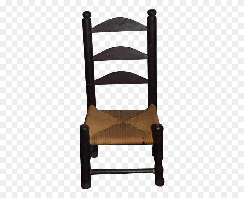 294x621 Old Miniature Doll Cane Bottom Wood Chair Ladder Back Rocking Chair, Furniture, Cushion, Pillow HD PNG Download