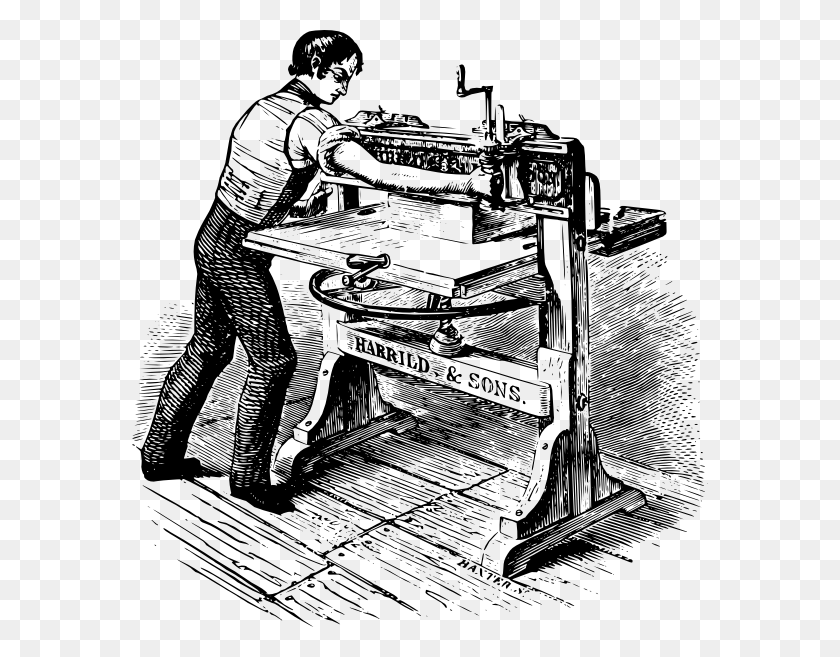 576x597 Old Printing Machine, Person, Human, Building HD PNG Download