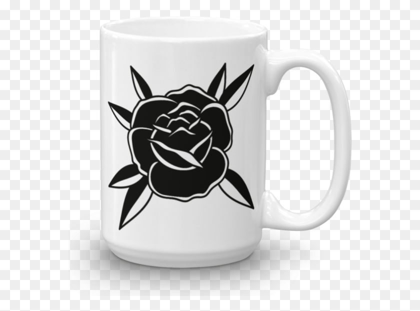 568x562 Old Rose Tattoos Old School Black Rose, Coffee Cup, Cup, Wedding Cake HD PNG Download