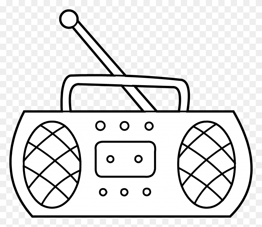 4054x3473 Old School Boombox Clipart Clip Art Black And White Radio, Lawn Mower, Tool HD PNG Download