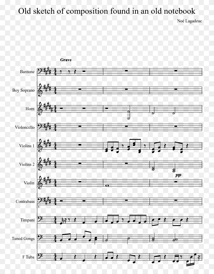 749x1019 Old Sketch Of Composition Found In An Old Notebook Soul Eater Op 1 Guitar Tab, Gray, World Of Warcraft HD PNG Download