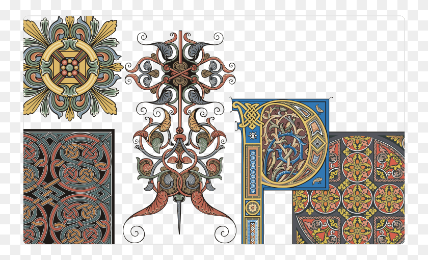 750x450 Old Time Decorations And Medieval Ornaments Medieval Ornaments Vector Free, Floral Design, Pattern HD PNG Download