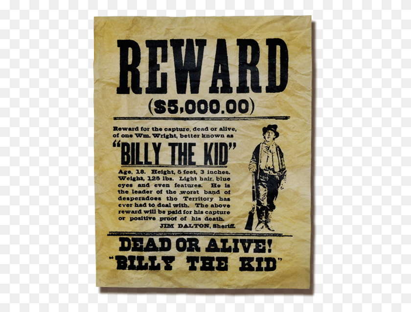 461x578 Old West Wanted Poster Billy The Kid Wanted Poster, Advertisement, Flyer, Paper HD PNG Download