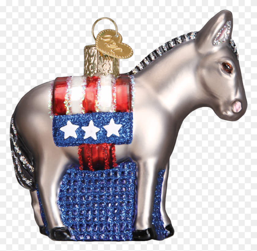 836x817 Old World Christmas Democratic Donkey Glass Ornament Christmas Ornament, Horse, Mammal, Animal HD PNG Download