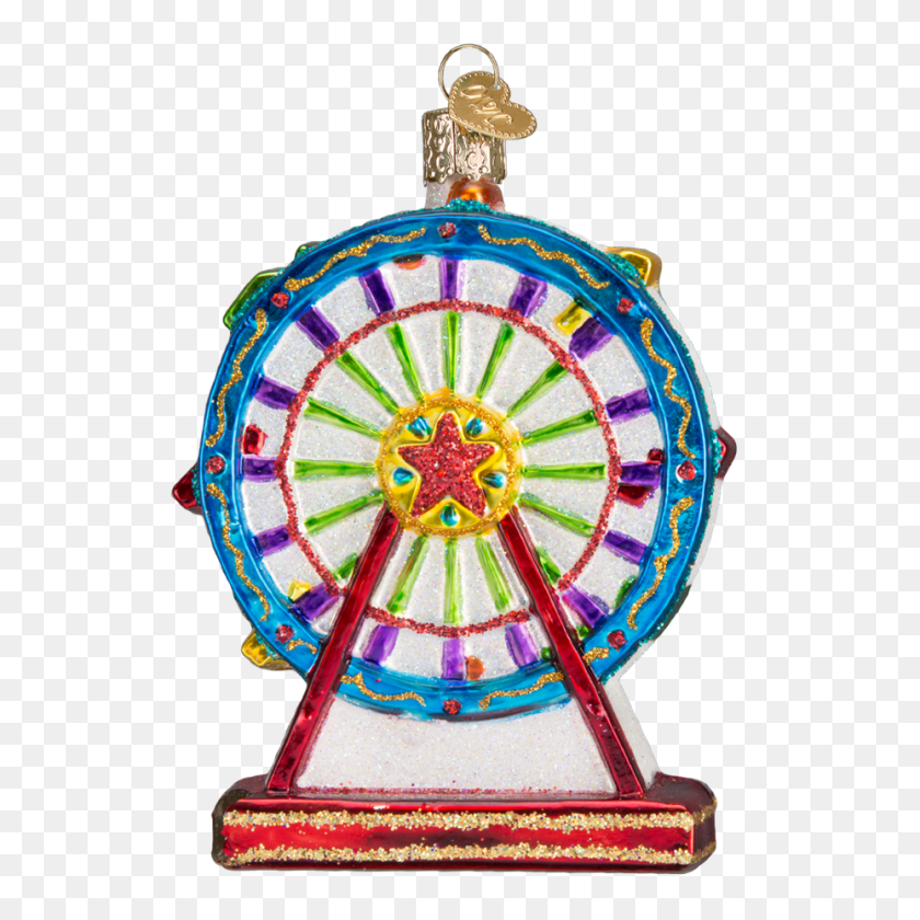 1000x1000 Old World Christmas Ferris Wheel Glass Ornament Christmas Ornament, Amusement Park Transparent PNG