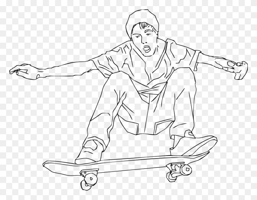 800x612 Ollie Skateboarding Concentrate Clipart Icon Skateboarding Blanco Y Negro Clipart, Grey, World Of Warcraft Png