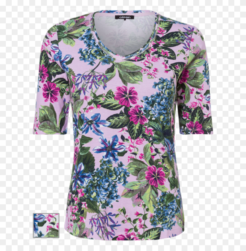 650x800 Olsen 100 Cotton Floral T Shirt Blouse, Clothing, Apparel, Pattern HD PNG Download