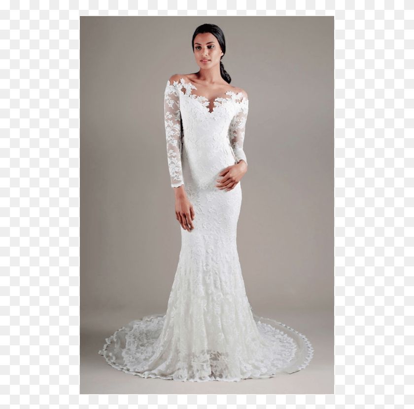 517x769 Olvis Long Sleeve Lace Wedding Dress, Clothing, Apparel, Wedding Gown HD PNG Download