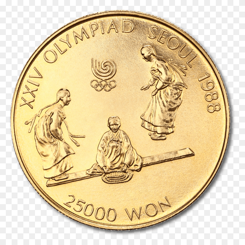 778x780 Золотая Монета 12 Унций 1988 Года Олимпиада В Сеуле, Человек, Человек, Деньги Hd Png Скачать