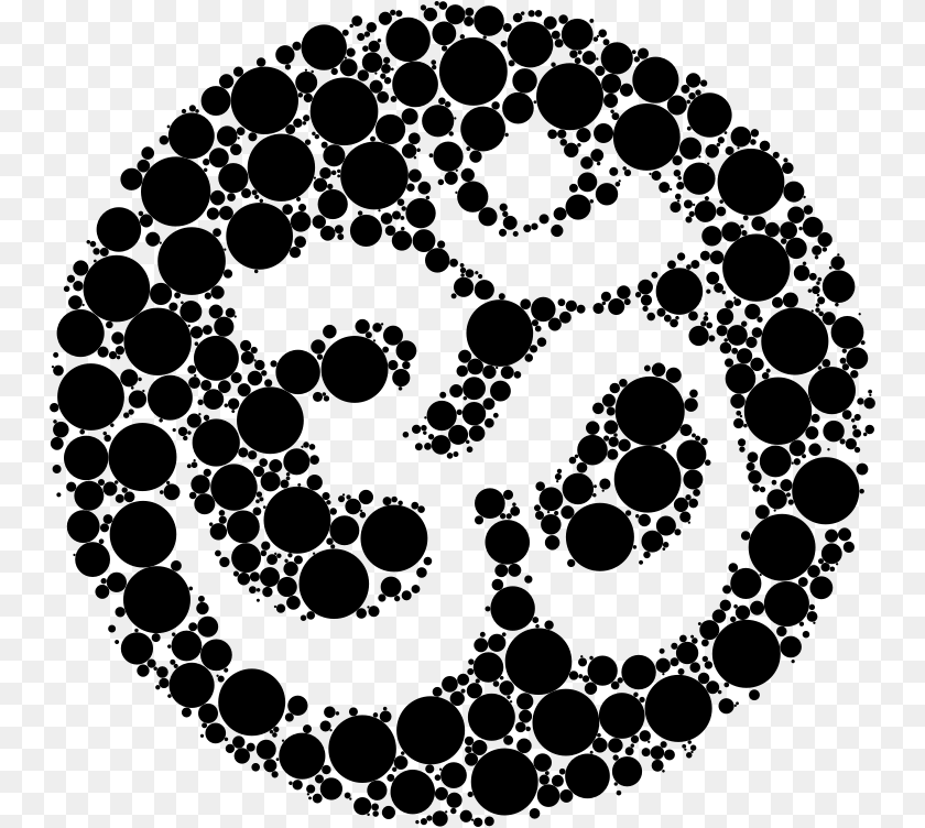Om Symbol Negative Space Circles Om Symbol Black And White, Gray PNG
