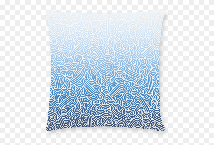 497x508 Ombre Blue And White Swirls Doodles Pillow Cases Pillow Cushion, Rug HD PNG Download