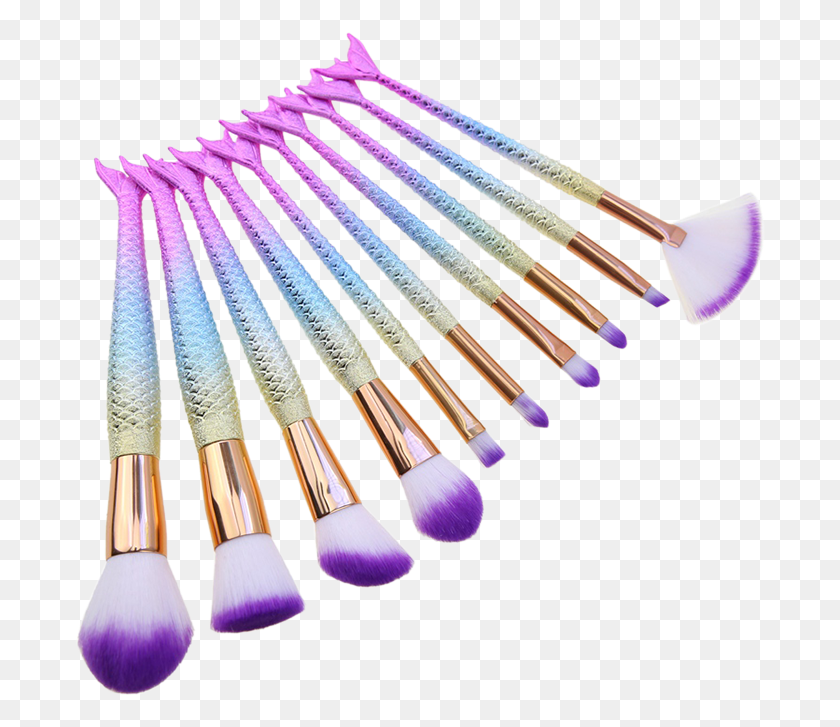 693x667 Ombre Hair Mermaid Tail Makeup Brushes Kit Makeup Brushes, Brush, Tool, Cosmetics HD PNG Download
