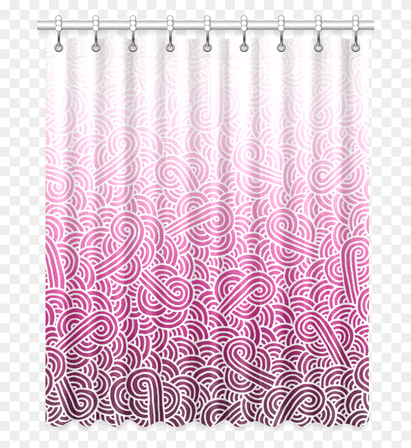 696x855 Ombre Pink And White Swirls Doodles Window Curtain Window Covering, Rug, Pattern, Shower Curtain HD PNG Download