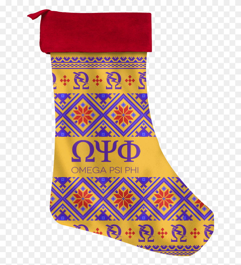 655x865 Omega Psi Phi Christmas Stocking Unique Greek Store Christmas Stocking, Stocking, Rug, Gift HD PNG Download