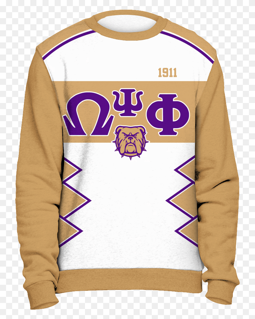 741x993 Omega Psi Phi Initials And Year Gold Sweatshirt Unique Alpha Kappa Alpha Ugly Christmas Sweater, Clothing, Apparel, Sleeve HD PNG Download