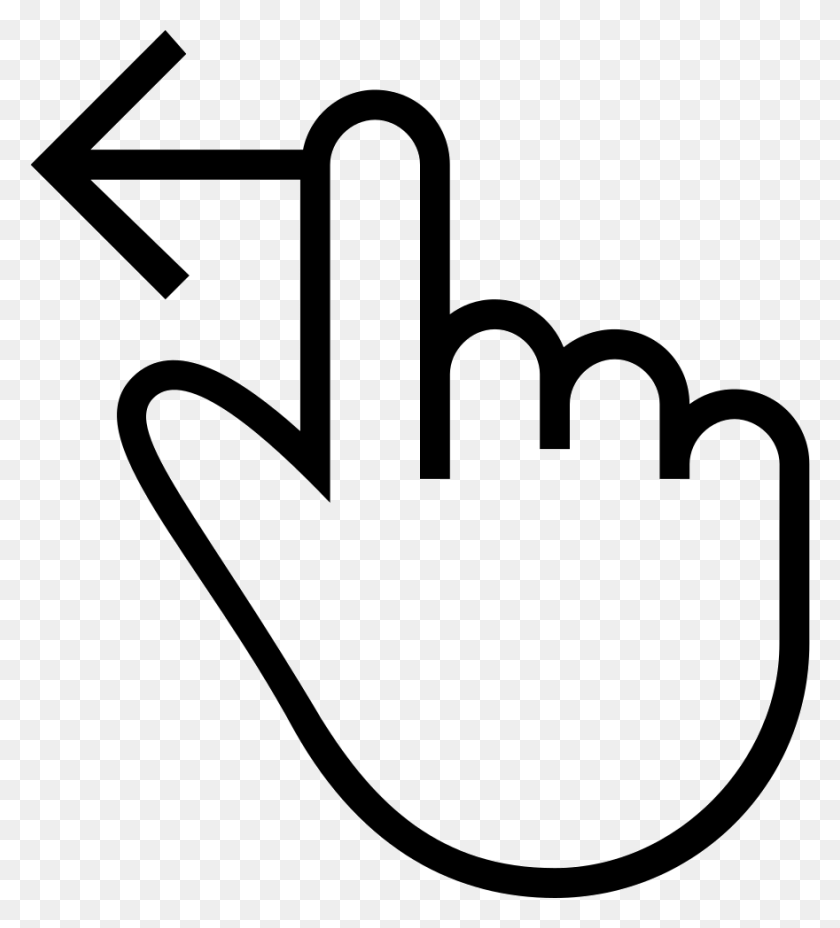 880x980 One Finger Swipe Left Gesture Outlined Hand Symbol Kursor, Stencil, Hook, Antelope HD PNG Download