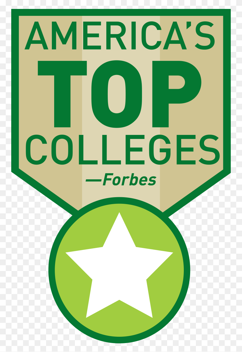 763x1161 One Of America39s Top Colleges By Forbes Sign, Symbol, Star Symbol, Recycling Symbol HD PNG Download