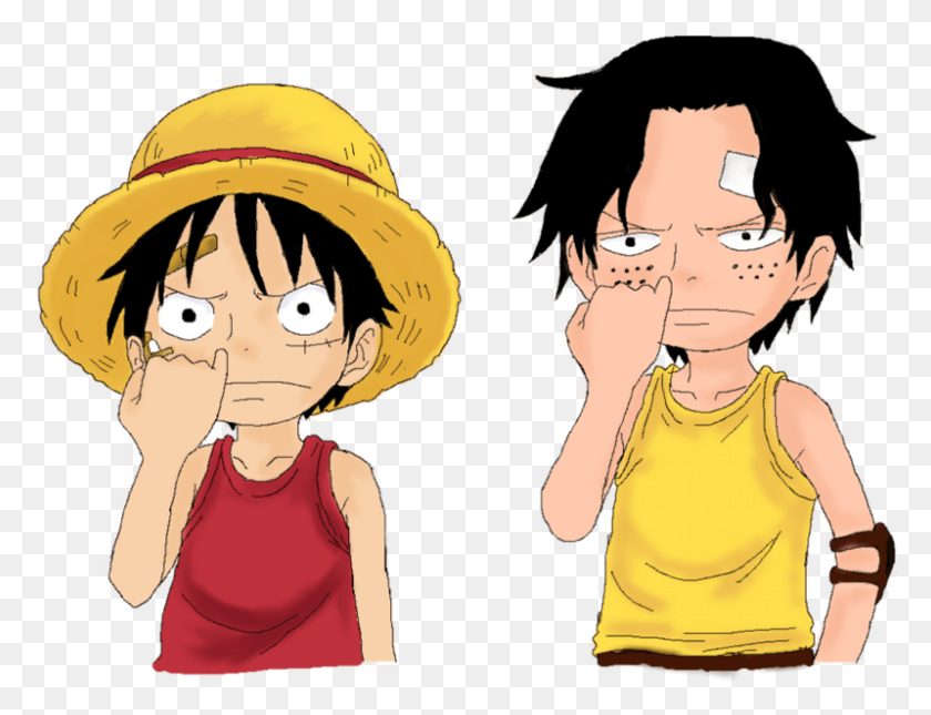 799x600 One Piece Luffy Con Ace Niño Luffy Y Ace, Ropa, Ropa, Persona Hd Png