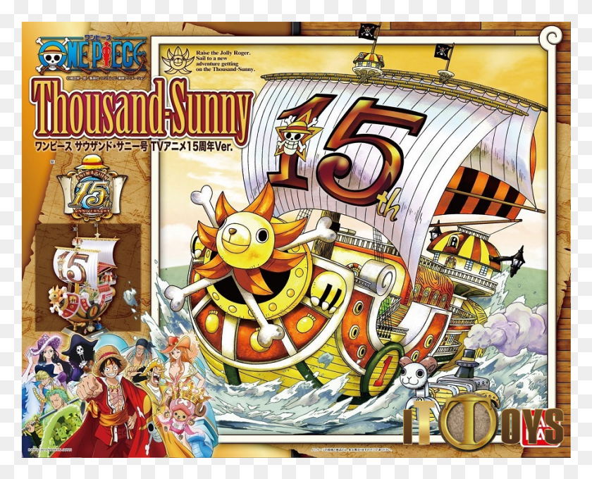 901x717 Descargar Png One Piece Thousand Sunny Tv Animation 15 Aniversario De One Piece 15 Aniversario Kit, Cartel, Anuncio, Persona Hd Png