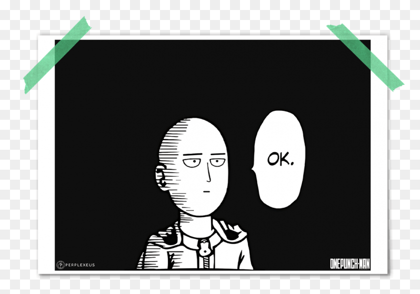 1068x725 One Punch Man Saitama Simple Black White Manga Style One Punch Man Ok, Mouse, Hardware, Computer HD PNG Download