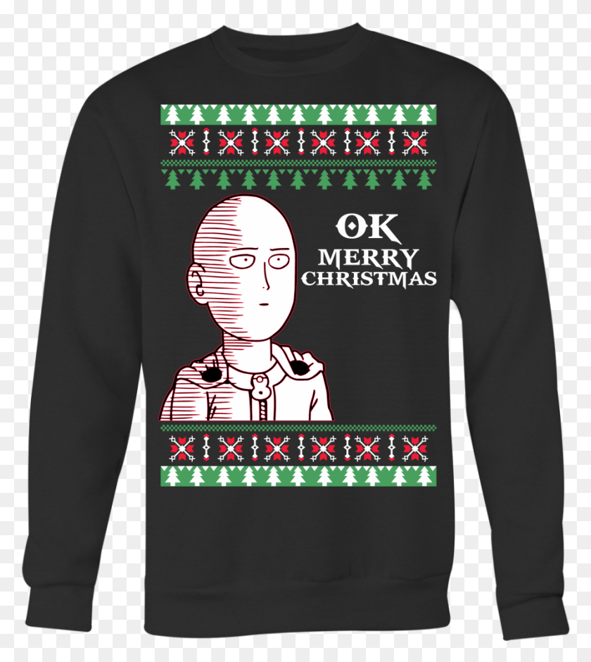 889x1003 One Punch Man Shirt Ok Merry Christmas Shirt Saitama Funny Dad Shirts From Daughter, Sleeve, Clothing, Apparel HD PNG Download