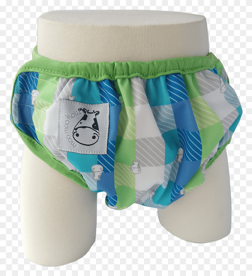 858x945 One Size Swim Diaper Checkers With Green Border HD PNG Download