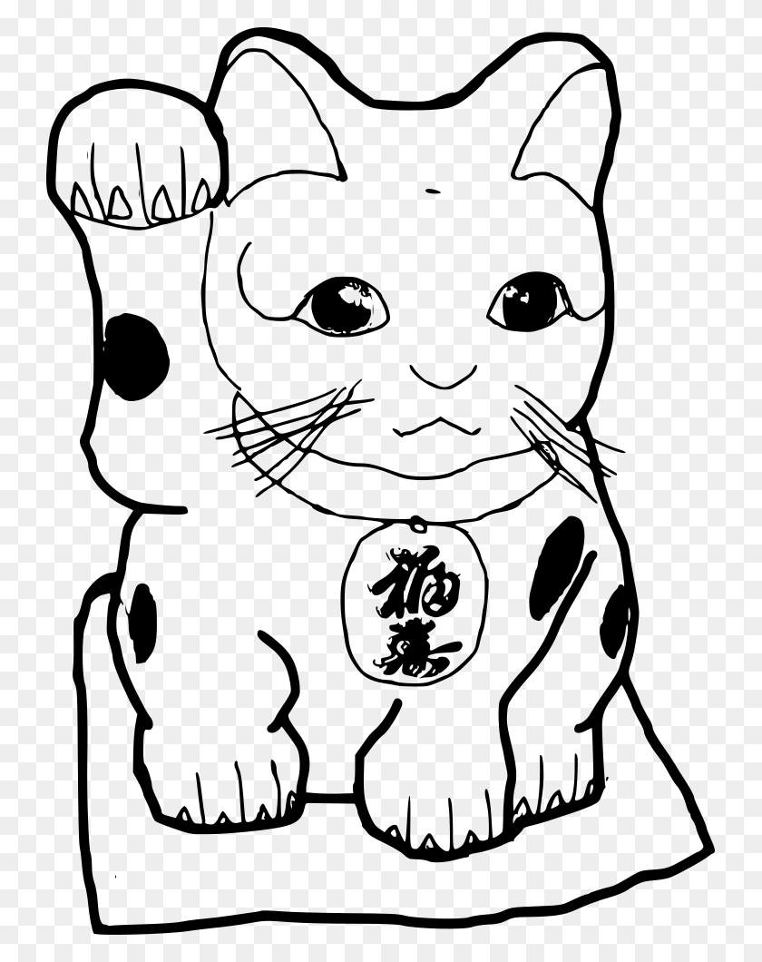 737x1000 Onlinelabels Clip Art Lucky Cat Drawing, Gray, World Of Warcraft HD PNG Download