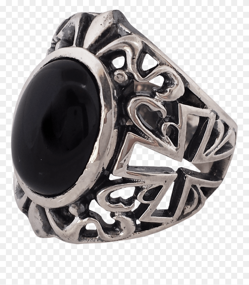 960x1109 Onyx And Silver Gothic Style Sterling Silver Cross Pre Engagement Ring, Helmet, Clothing, Apparel HD PNG Download