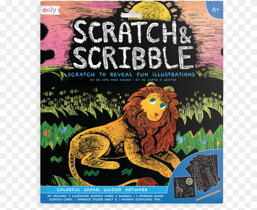 Ooly Scratch And Scribble, Animal, Book, Lion, Mammal Sticker PNG