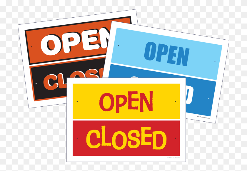 722x522 Open And Closed Sign Open And Closed Sign Graphic Design, Text, Word, Label HD PNG Download