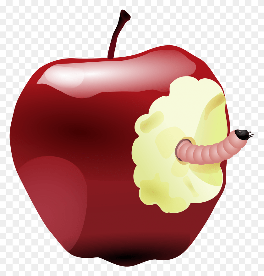1883x1974 Open Apple With Worm, Plant, Food, Fruit HD PNG Download