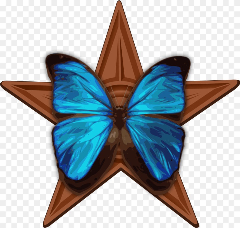 2000x1900 Open Blue Butterfly With Star, Appliance, Ceiling Fan, Device, Electrical Device PNG