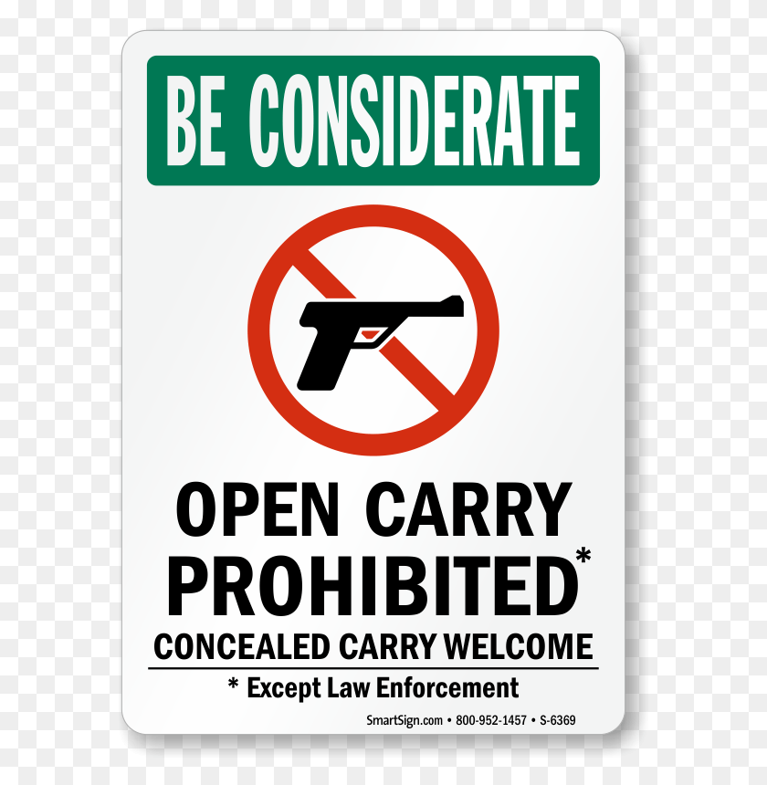 580x800 Open Carry Prohibited Concealed Carry Welcome Sign Sign, Symbol, Road Sign, Text HD PNG Download