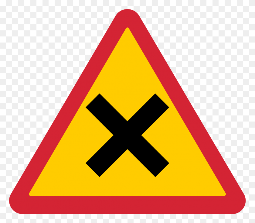 2000x1730 Красный Треугольник С Крестом, Символ, Знак, Дорожный Знак Hd Png Скачать