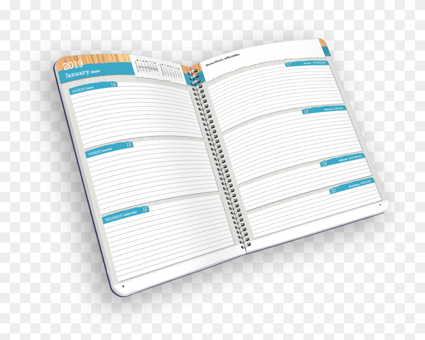 965x759 Open Spiral Bound Planner With Lined Days Book, Text, Diary HD PNG Download