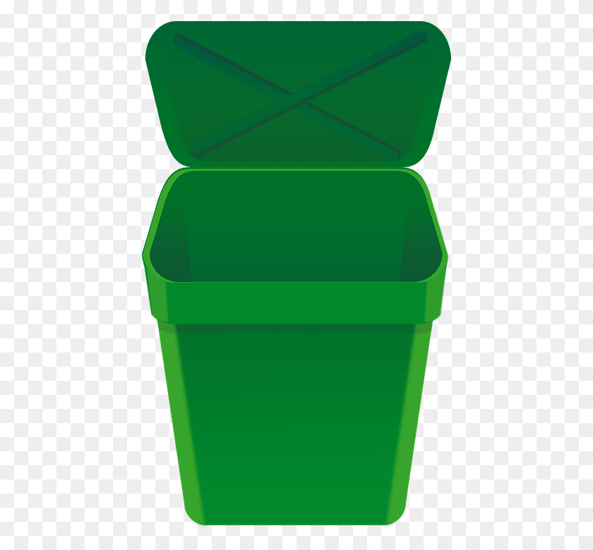 438x720 Open Trash Can, Bucket, Green, Symbol HD PNG Download