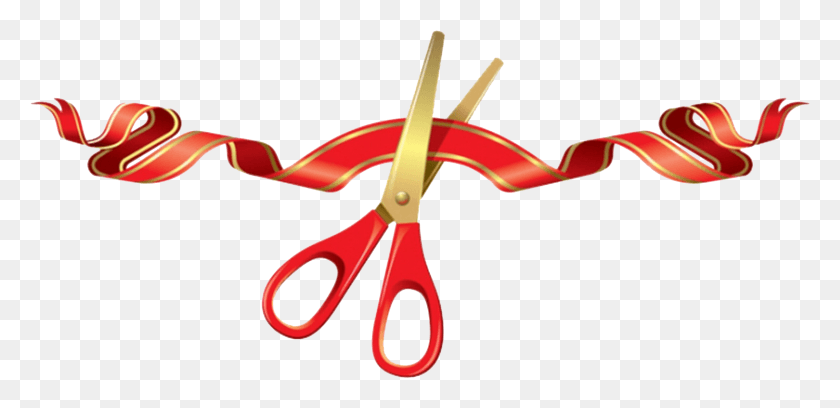 2463x1099 Opening Ribbon Cutting Clipart Opening Ribbon Cutting, Scissors, Blade, Weapon HD PNG Download