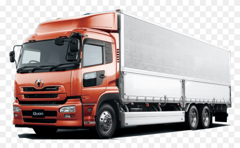 957x561 Orange Cargo Truck Full Body Container Truck, Vehicle, Transportation, Trailer Truck HD PNG Download