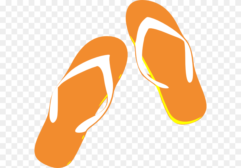Orange Flip Flops Clip Art, Clothing, Flip-flop, Footwear PNG