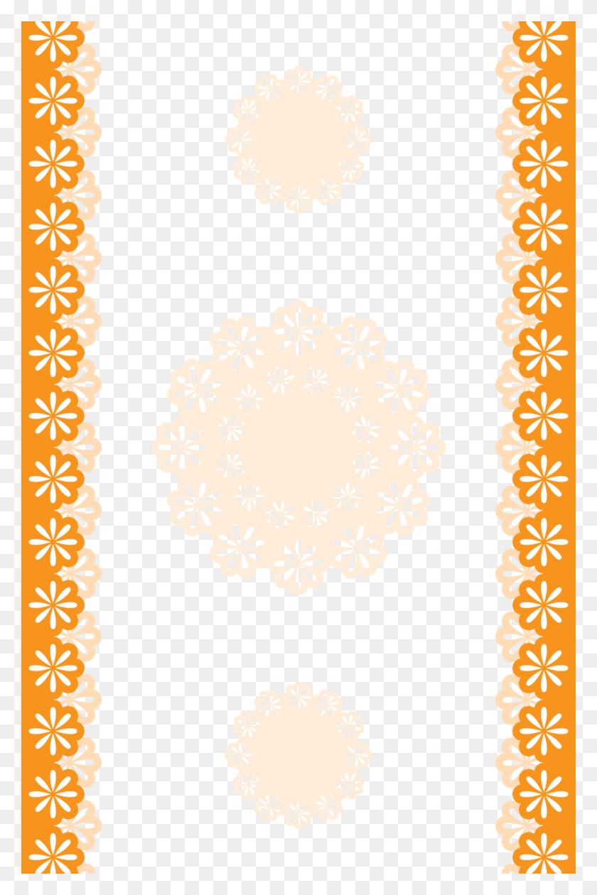 1024x1576 Orange Floral Border Free Image Borders Orange, Lace, Rug HD PNG Download