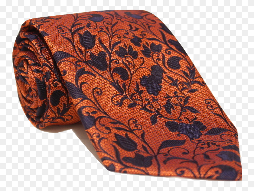 765x572 Orange Floral Extra Long Necktie Paisley, Rug, Pattern, Tie HD PNG Download